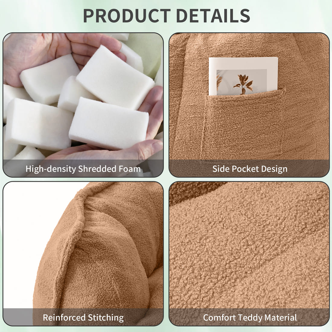 Pamapic 2-Seat Big Bean Bag Chairs for Dorm Room & Bedroom