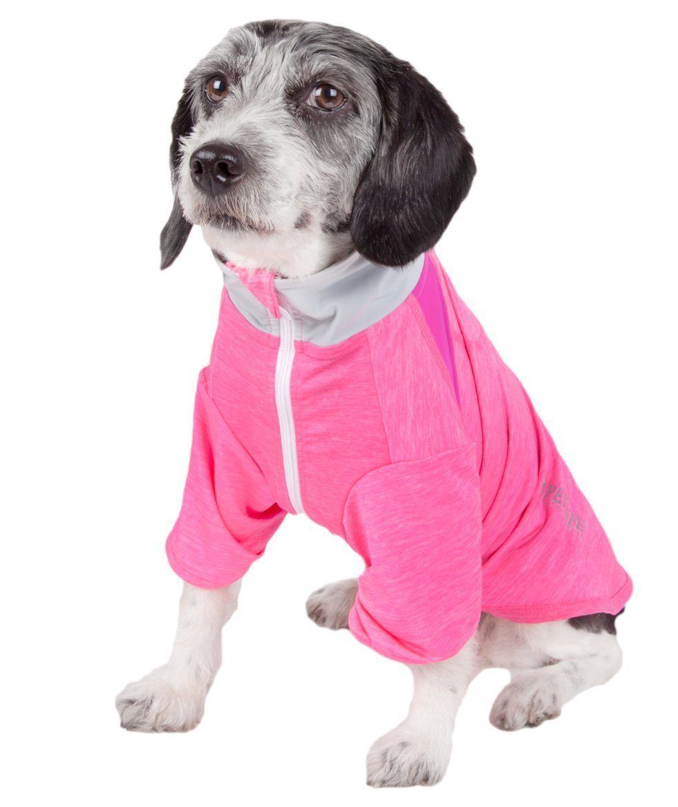 Pet Life ® Active 'Chewitt Wagassy' 4-Way-Stretch Yoga Fitness Long-Sleeve Dog T-Shirt