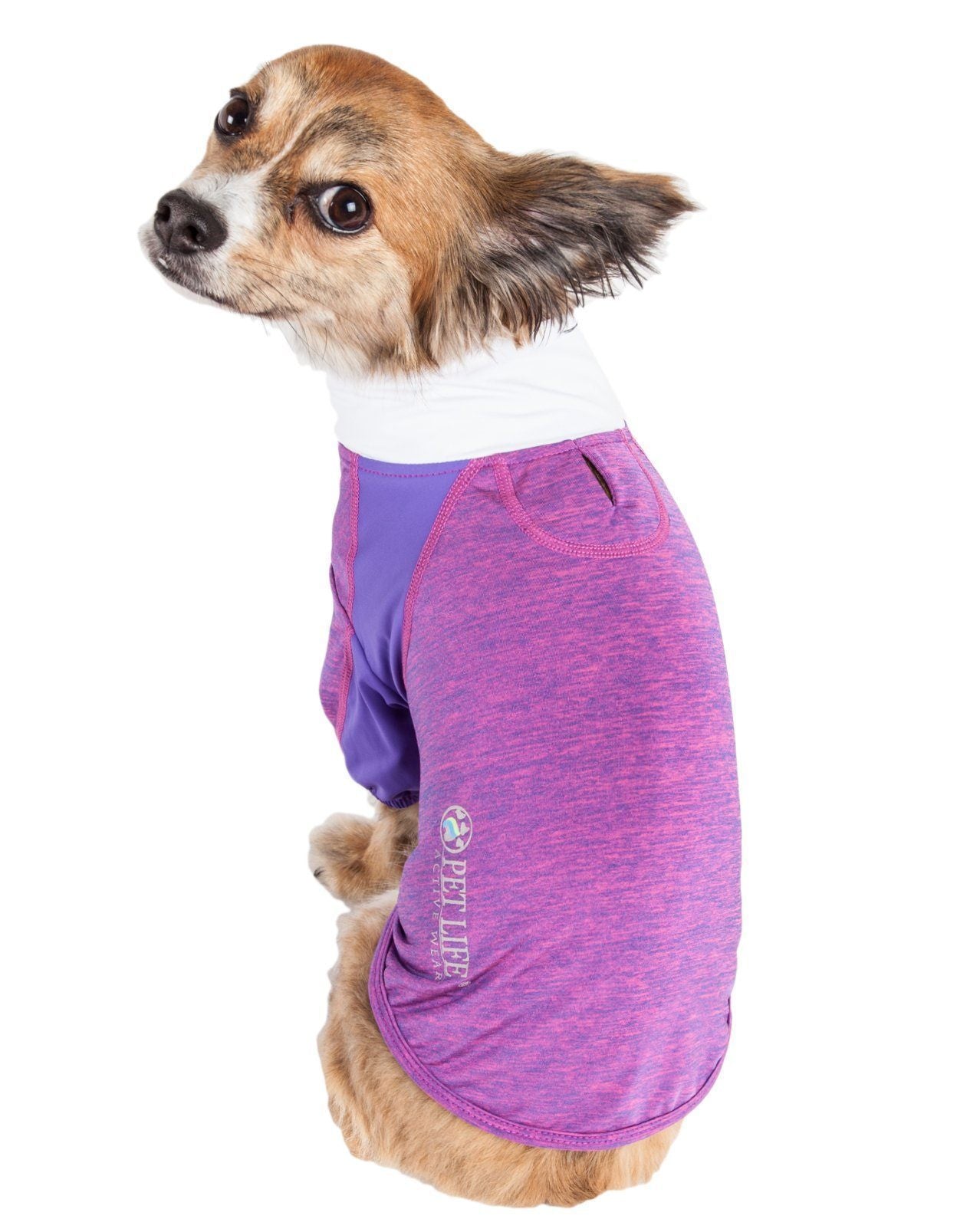Pet Life ® Active 'Chewitt Wagassy' 4-Way-Stretch Yoga Fitness Long-Sleeve Dog T-Shirt