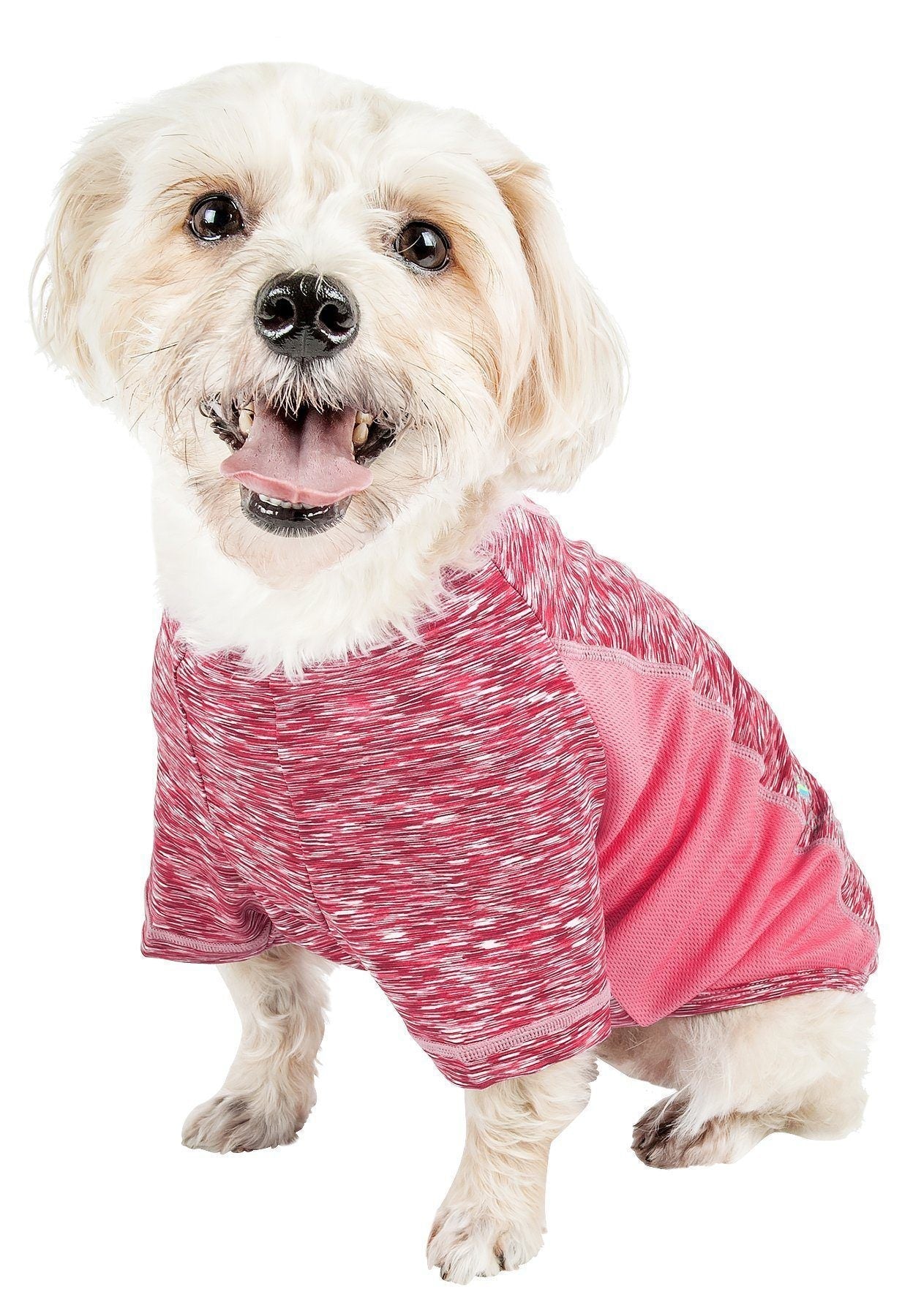 Pet Life ® Active 'Warf Speed' Heathered Ultra-Stretch Yoga Fitness Dog T-Shirt