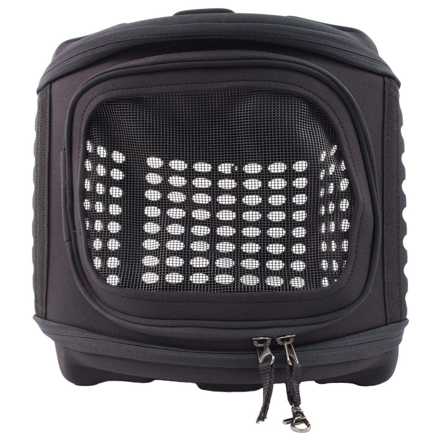 Pet Life ® 'Circular Shelled' Perforated Lightweight Collapsible Military Grade Travel Pet Dog Carrier