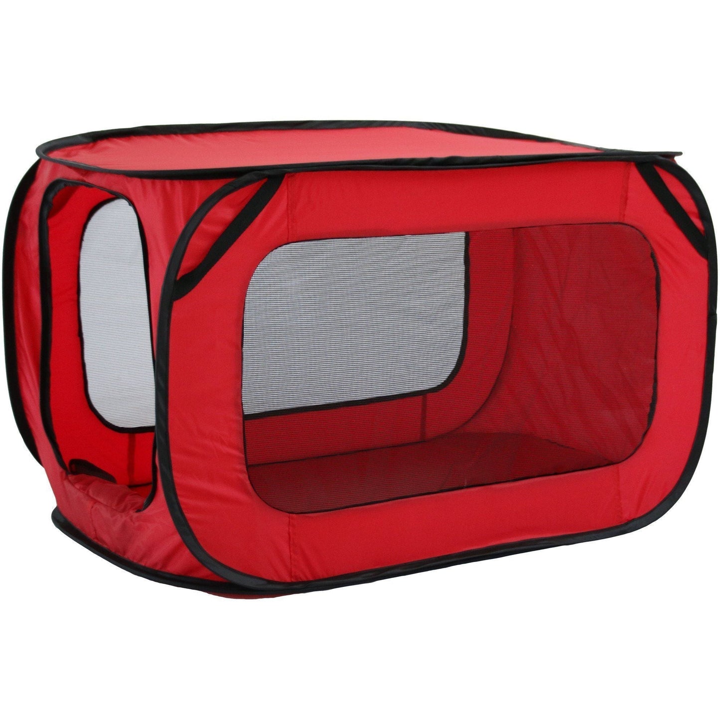 Pet Life ® 'Elongated Camping' Rectangular Mesh Wire-Folding Collapsible Travel Lightweight Pet Dog Crate Tent w/ Built-in Bottle Holder