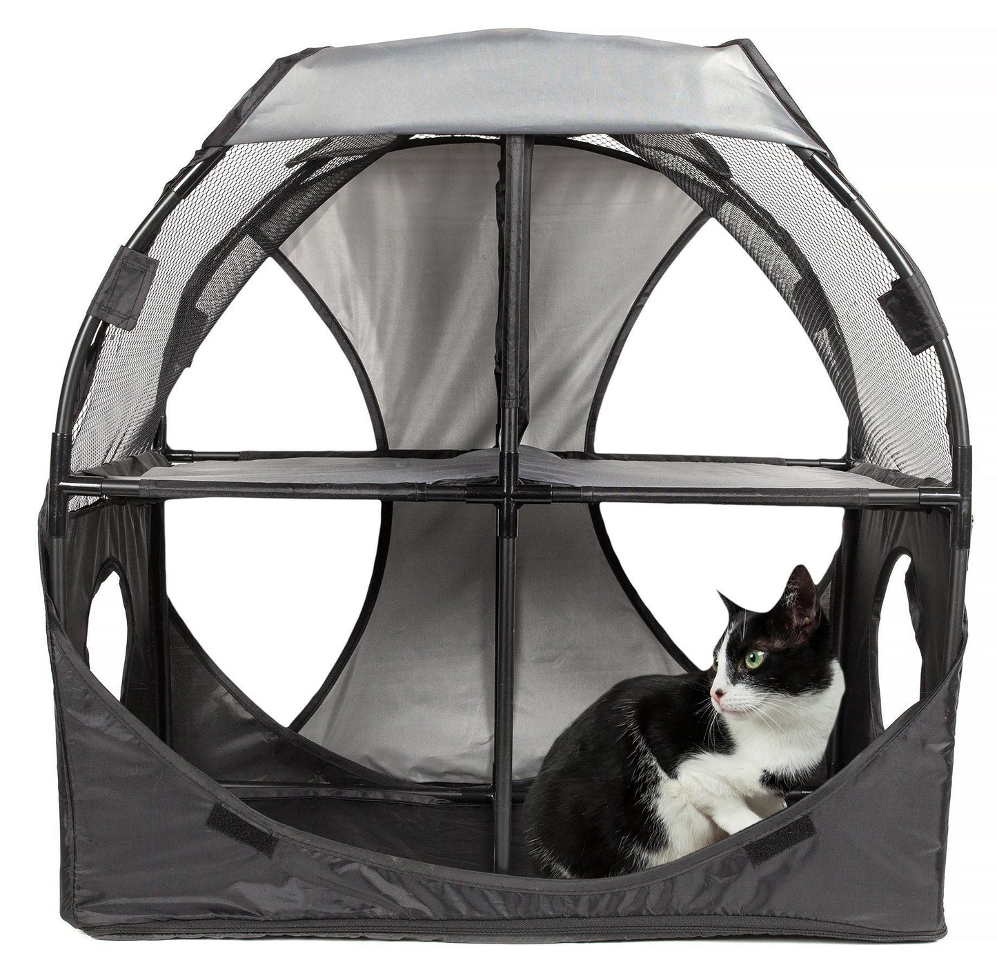 Pet Life ® 'Kitty-Play' Collapsible Travel Interactive Kitty Cat Tree Maze House Lounger Tunnel Lounge
