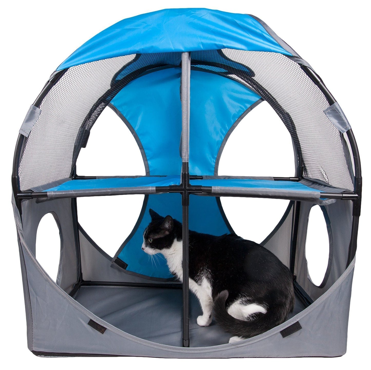 Pet Life ® 'Kitty-Play' Collapsible Travel Interactive Kitty Cat Tree Maze House Lounger Tunnel Lounge