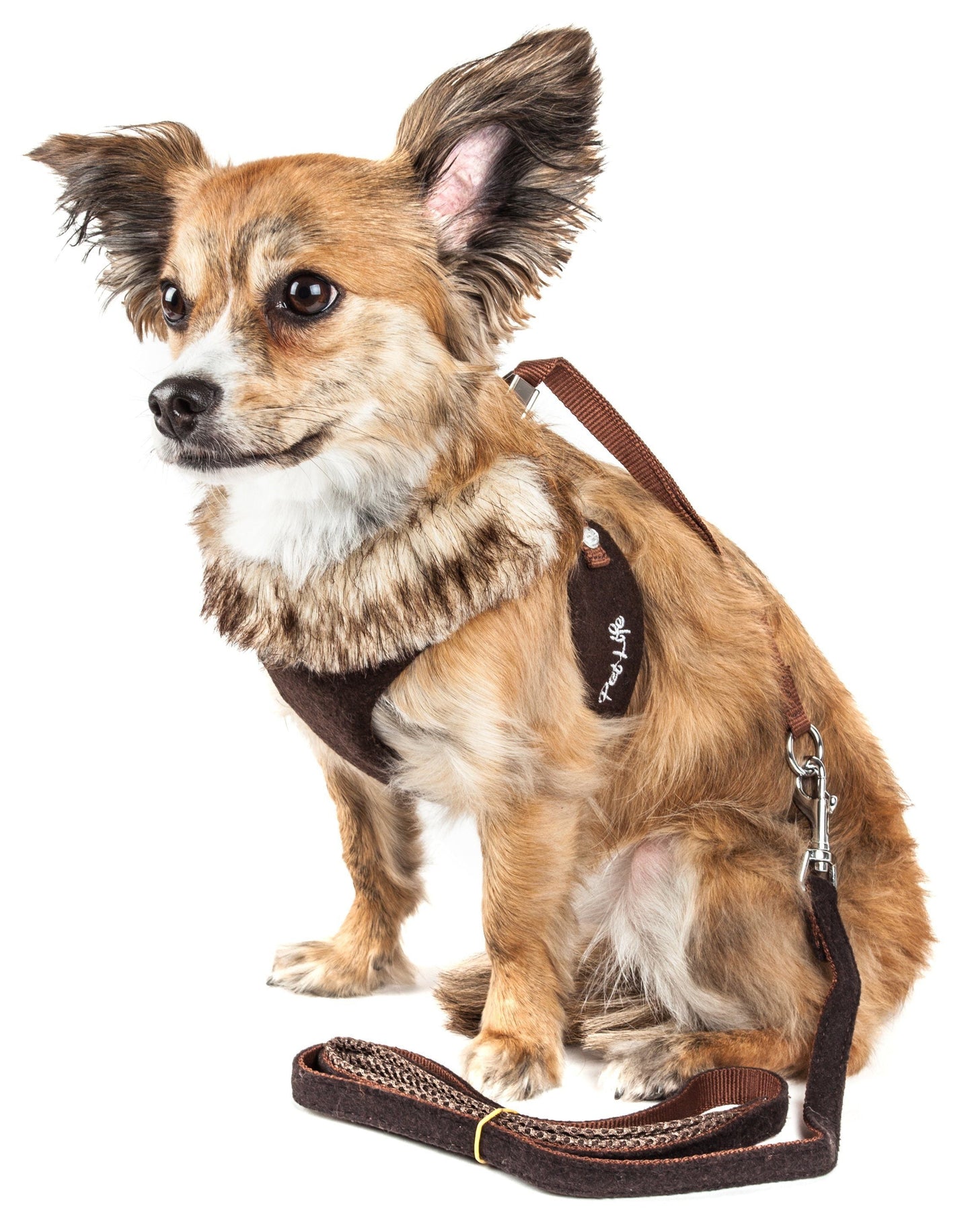 Pet Life ® Luxe 'Furracious' 2-In-1 Adjustable Dog Harness and Leash with Detachable Fur Collar