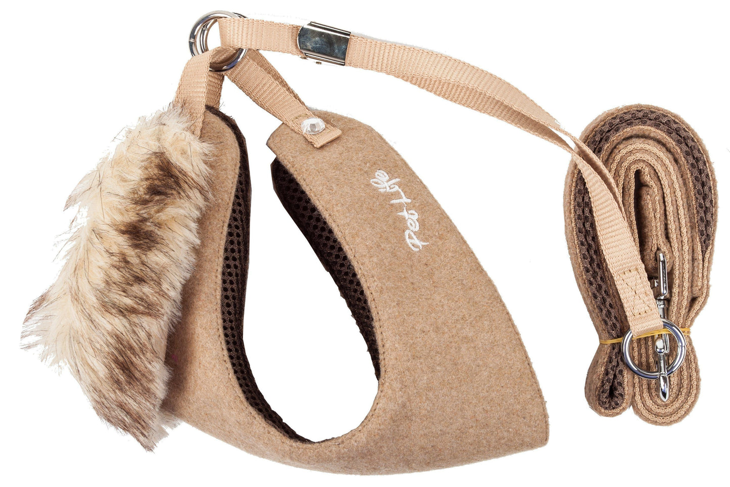 Pet Life ® Luxe 'Furracious' 2-In-1 Adjustable Dog Harness and Leash with Detachable Fur Collar