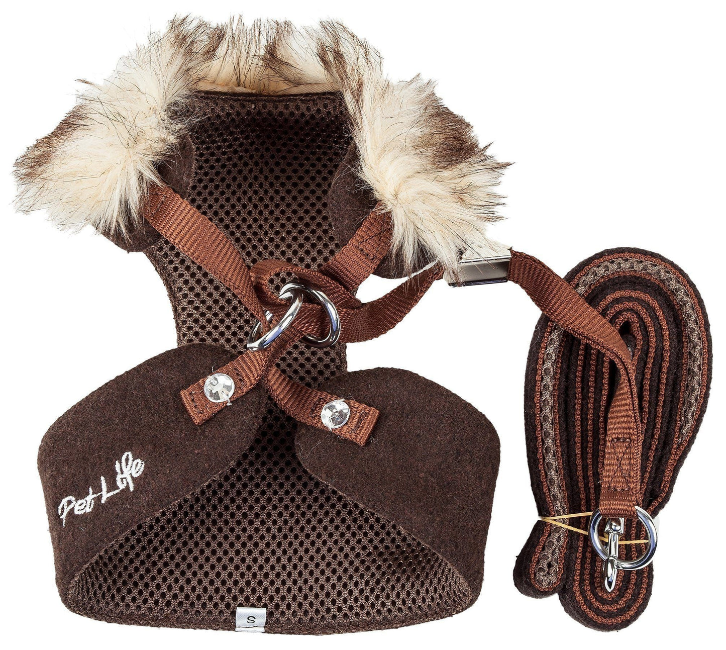 Pet Life ® Luxe 'Furracious' 2-In-1 Adjustable Dog Harness and Leash with Detachable Fur Collar