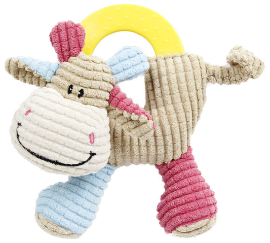 Pet Life ® 'Moo-cifier' Plush Squeaking and Rubber Teething Newborn Puppy Dog Toy