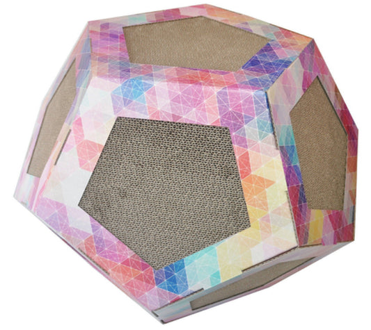 Pet Life ® 'Octagon Puzzle' Designer Premium Quality Kitty Cat Scratcher Lounge Toy & House with Catnip