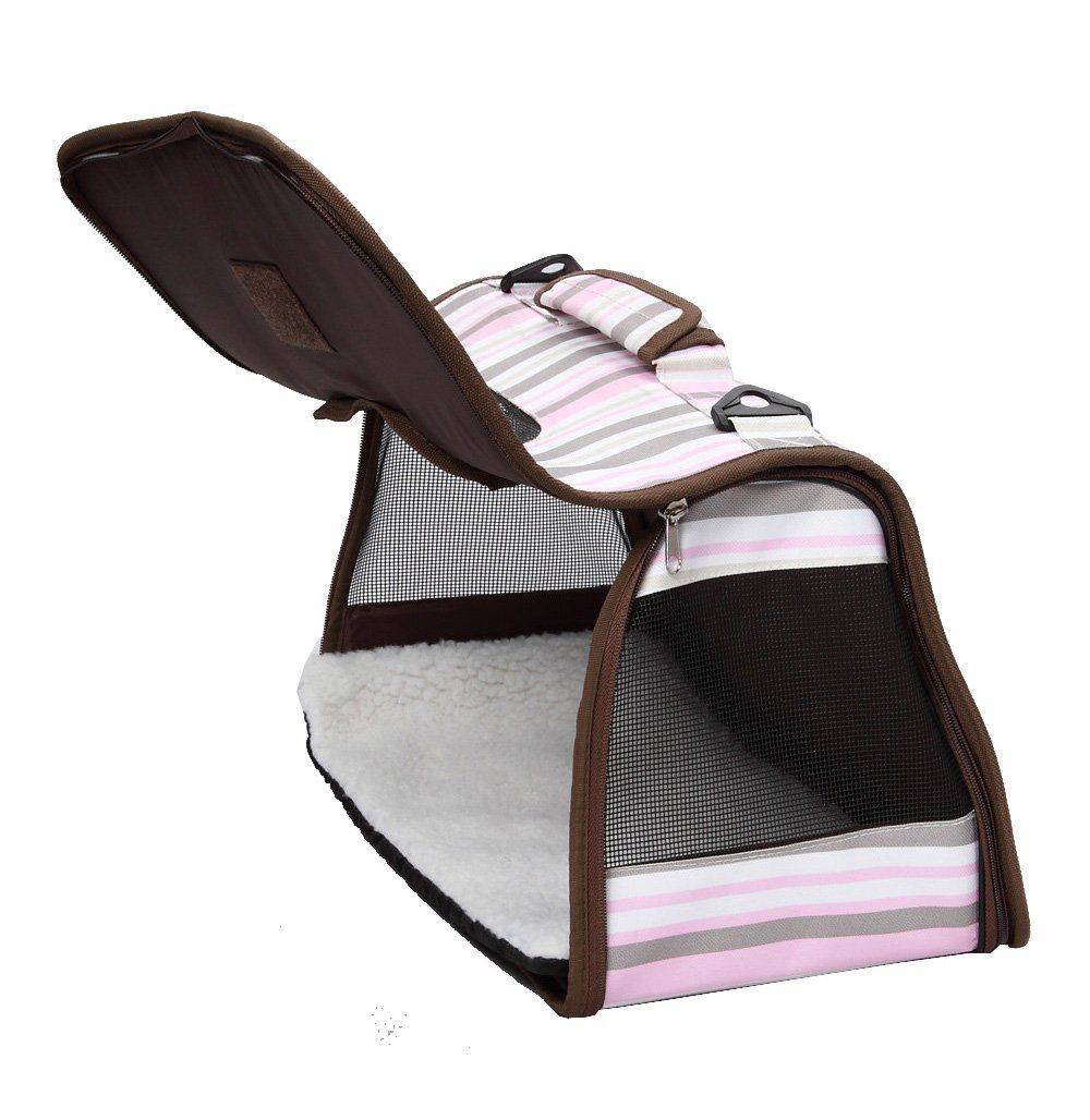 Pet Life ® Paw Patterned Airline Approved Zippered Folding Collapsible Travel Pet Dog Carrier