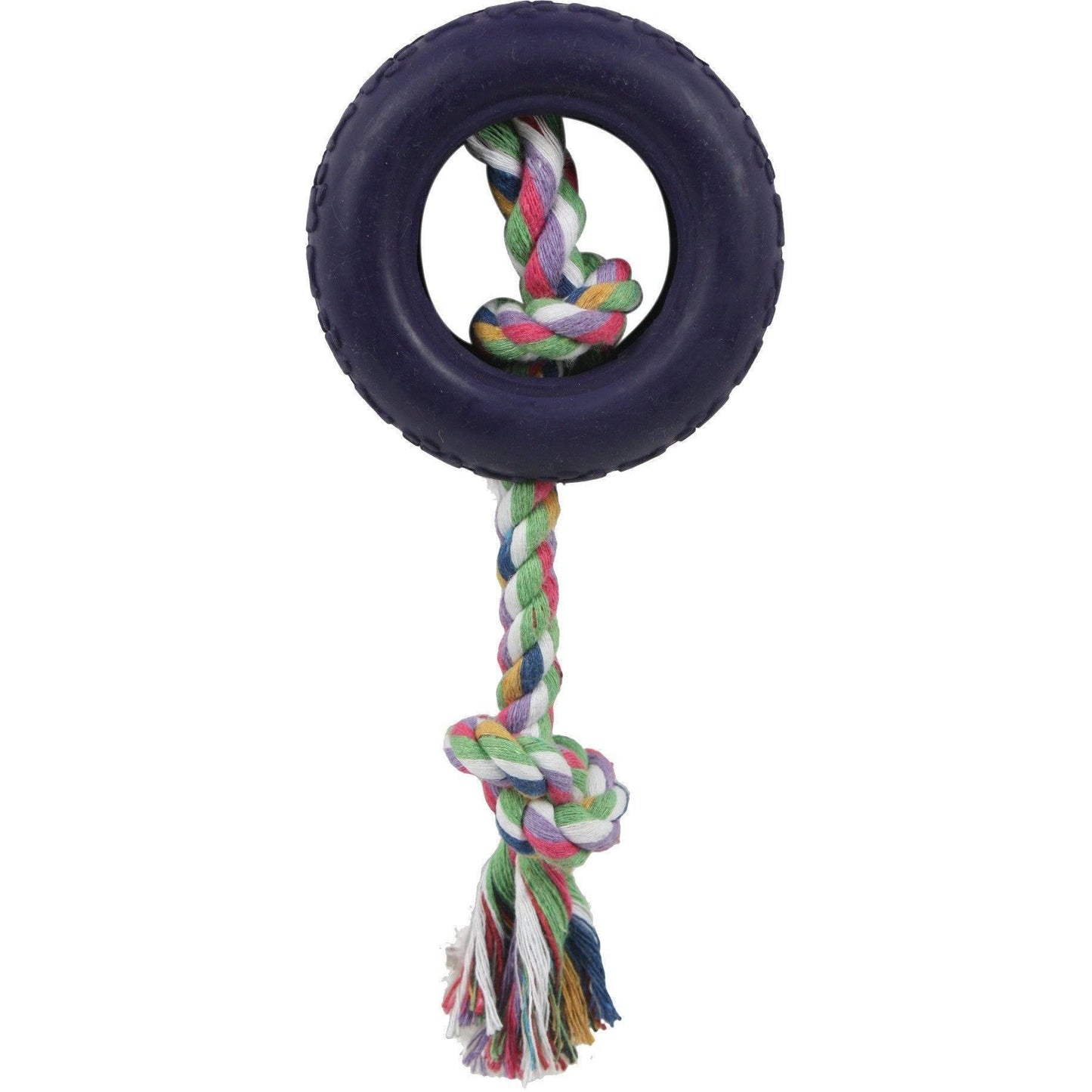 Pet Life ® Rubberized Chew Jute Rope and Tire Pet Dog Toy