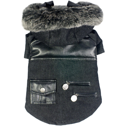 Pet Life ® 'Ruff-Choppered' Denim Fashioned Wool Dog Coat Jacket