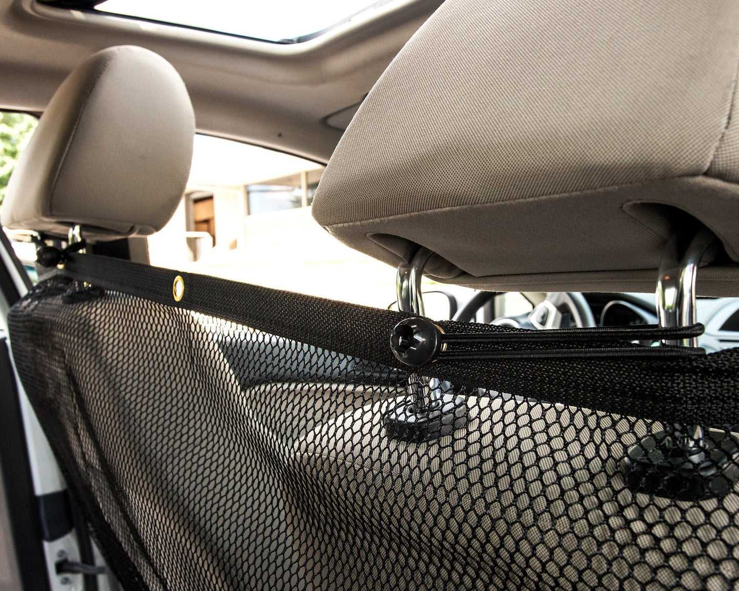 Pet Life ® Squared 'Easy-Hook' Backseat Mesh Folding Dog Cat Child Car Seat Carseat Safety Barrier