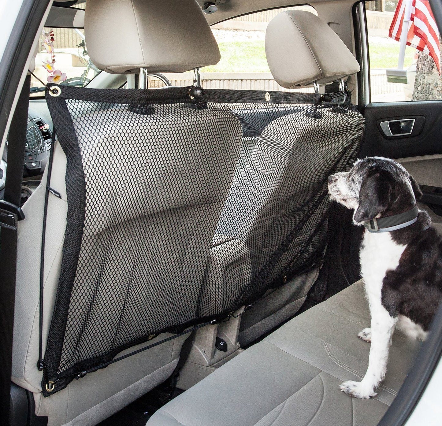 Pet Life ® Squared 'Easy-Hook' Backseat Mesh Folding Dog Cat Child Car Seat Carseat Safety Barrier