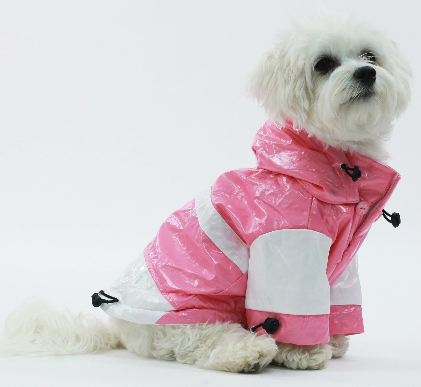 Pet Life ® 'Two-Tone' Waterproof Adjustable Dog Raincoat Jacket w/ Removable Hood
