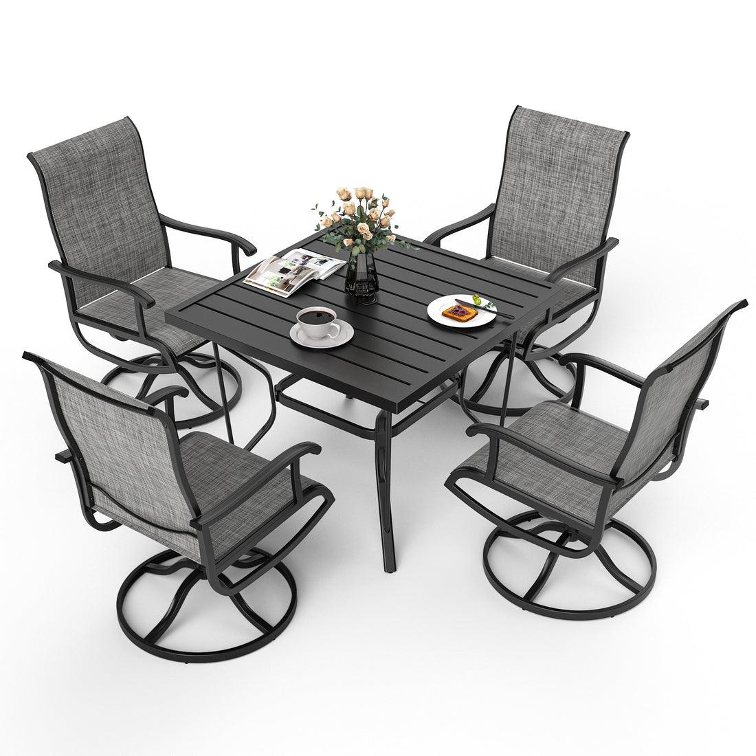 Pamapic 5-Piece Patio Dining Set with 4 Textilene Swivel Chairs