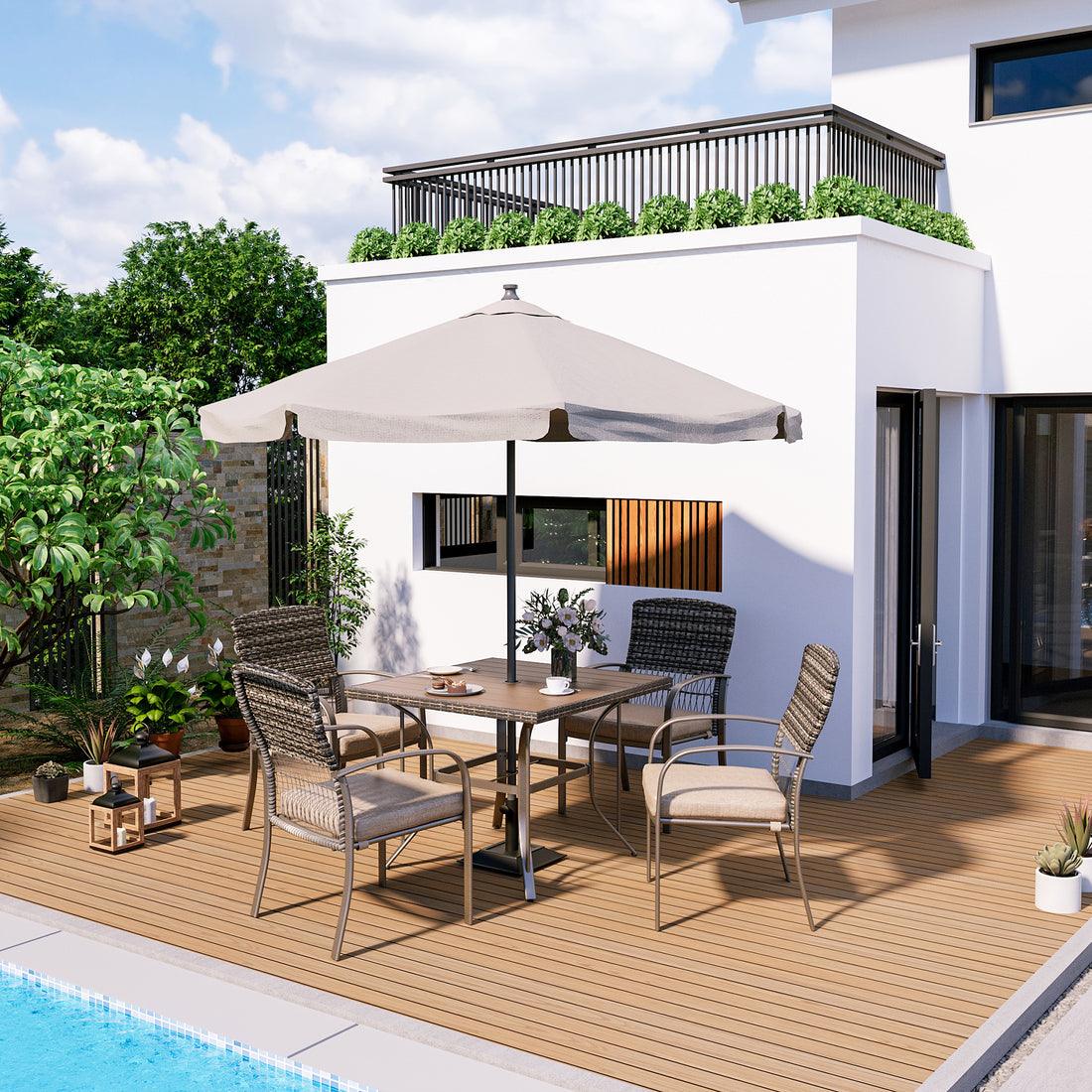 Pamapic Outdoor Dining Sets for 4 with Iron Frame &  Rattan Backrest