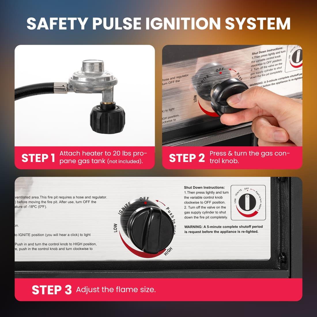 Pamapic 41000 BTU Short Patio Heater Propane with Cover & Lockable Wheels for Deck, Porch