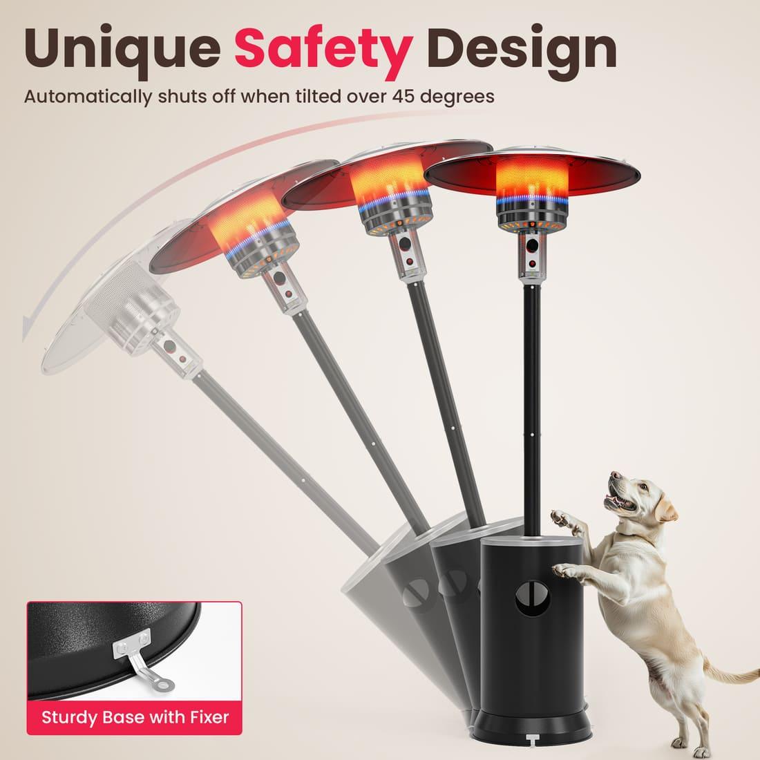 Pamapic Portable Patio Heater Propane - 48,000 BTU with Table Design & Wheels, Commercial & Residential