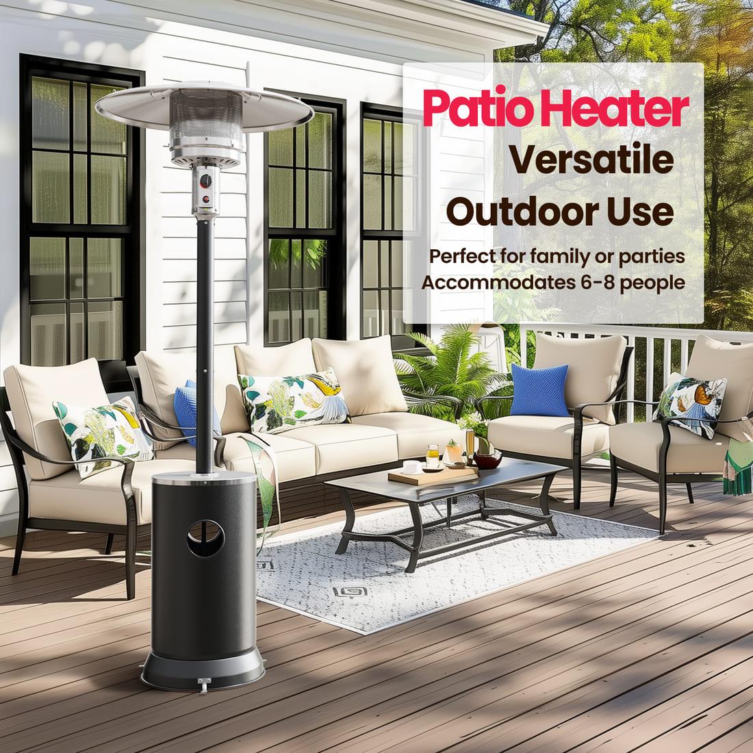 Pamapic Portable Patio Heater Propane - 48,000 BTU with Table Design & Wheels, Commercial & Residential