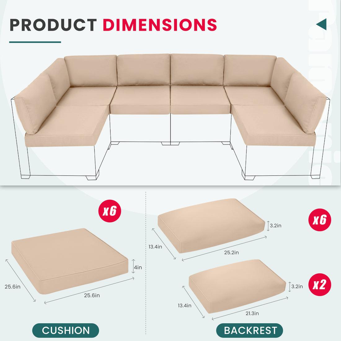 Pamapic 14 Pieces Replacement Cushions for Patio Furniture, Waterproof UV Resistant