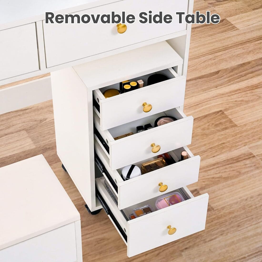 Pamapic File Cabinet Vanity Desk with 8 Drawers & Rolling Cabinet