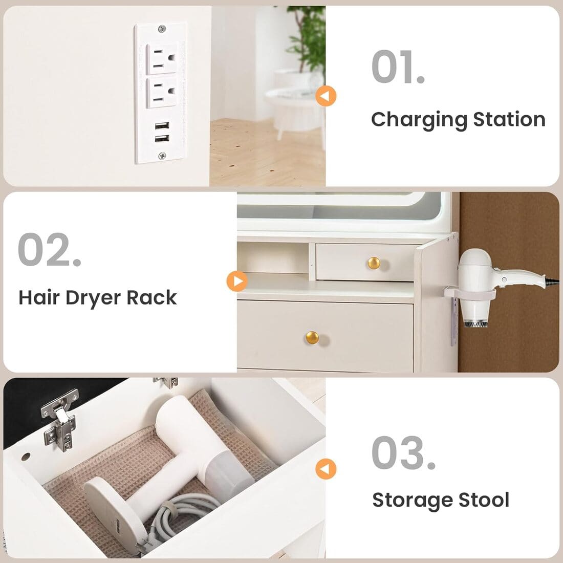 Pamapic File Cabinet Vanity Desk with 8 Drawers & Rolling Cabinet