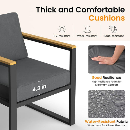 Pamapic  4 Pieces Modern Patio Conversation Sets with Cushion