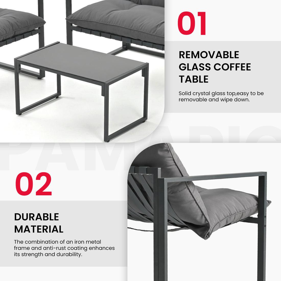 Pamapic 4 Pieces Metal Frame Patio Conversation Set with Cushion