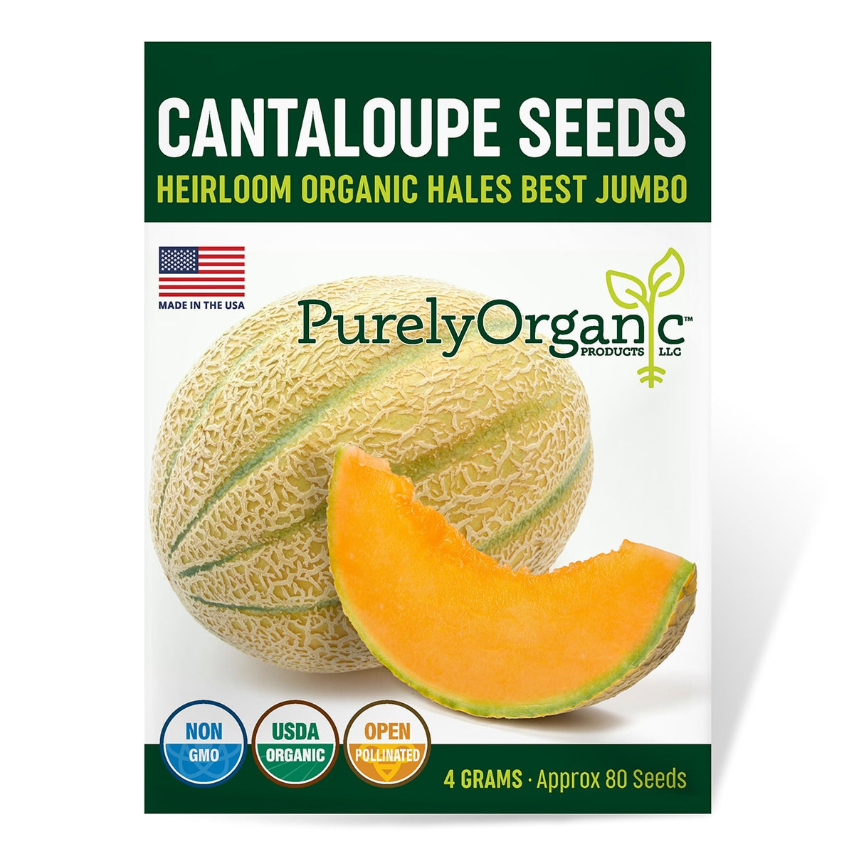 Purely Organic Hales Best Jumbo Cantaloupe Seeds - USDA Organic