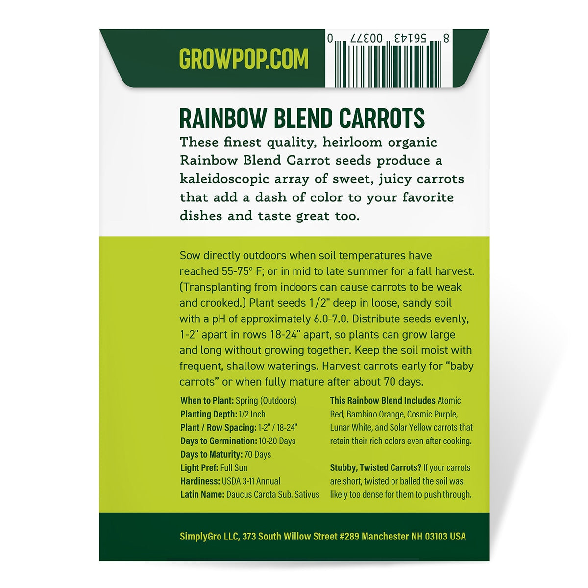 Purely Organic Rainbow Blend Carrot Seeds - USDA Organic
