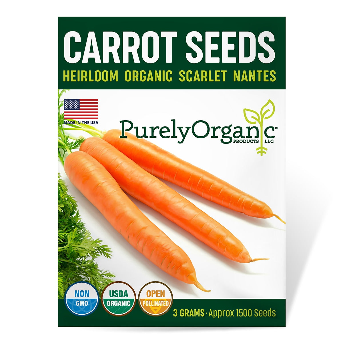 Purely Organic Scarlet Nantes Carrot Seeds - USDA Organic