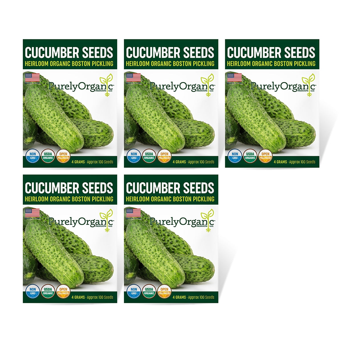 Purely Organic Boston Pickling Cucumber Seeds - USDA Organic