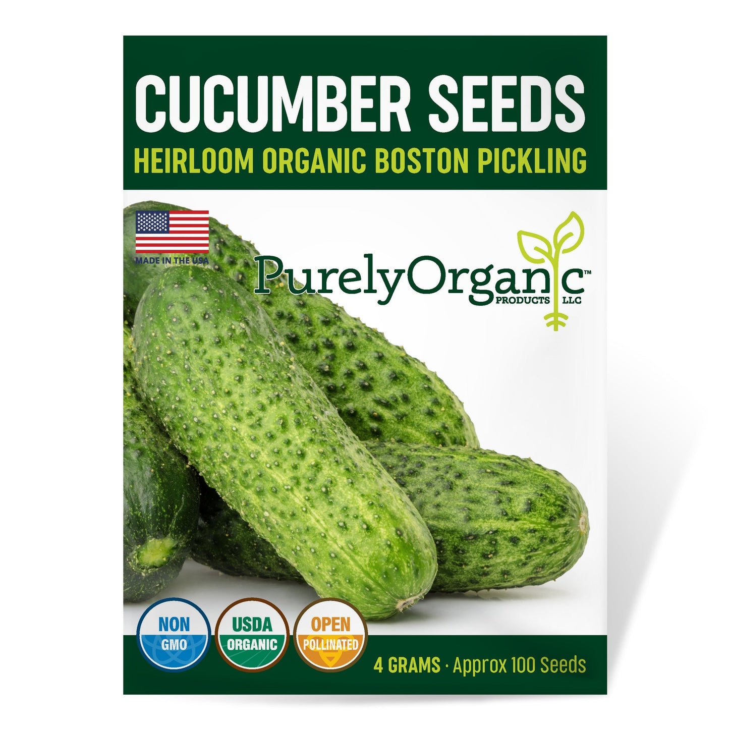 Purely Organic Boston Pickling Cucumber Seeds - USDA Organic