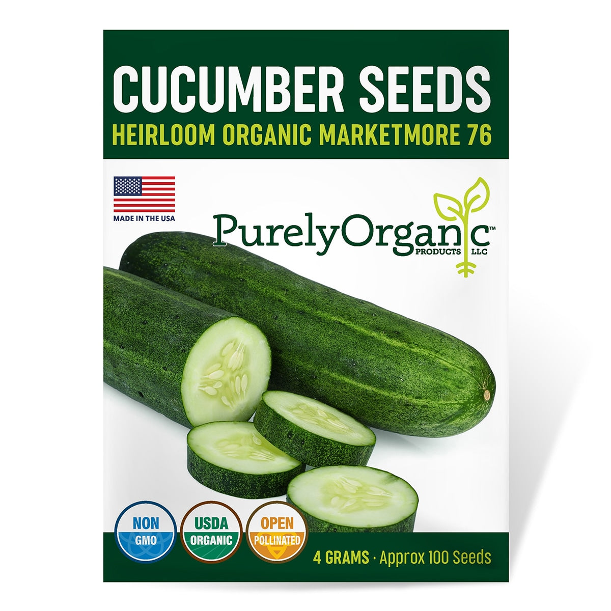 Purely Organic Marketmore 76 Cucumber Seeds - USDA Organic