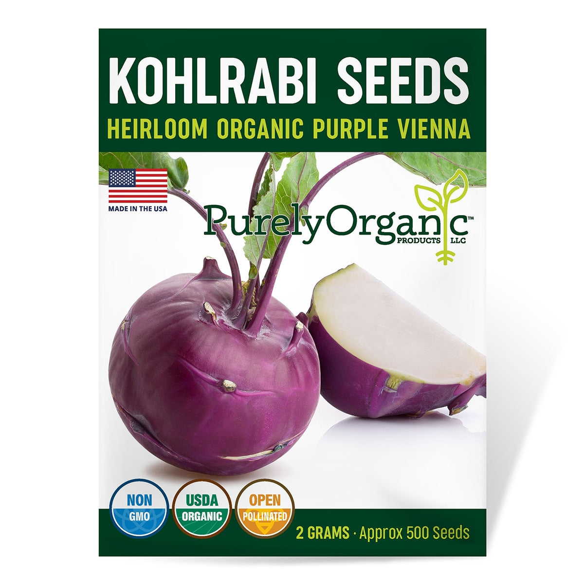 Purely Organic Purple Vienna Kohlrabi Seeds - USDA Organic