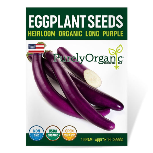 Purely Organic Long Purple Eggplant Seeds - USDA Organic