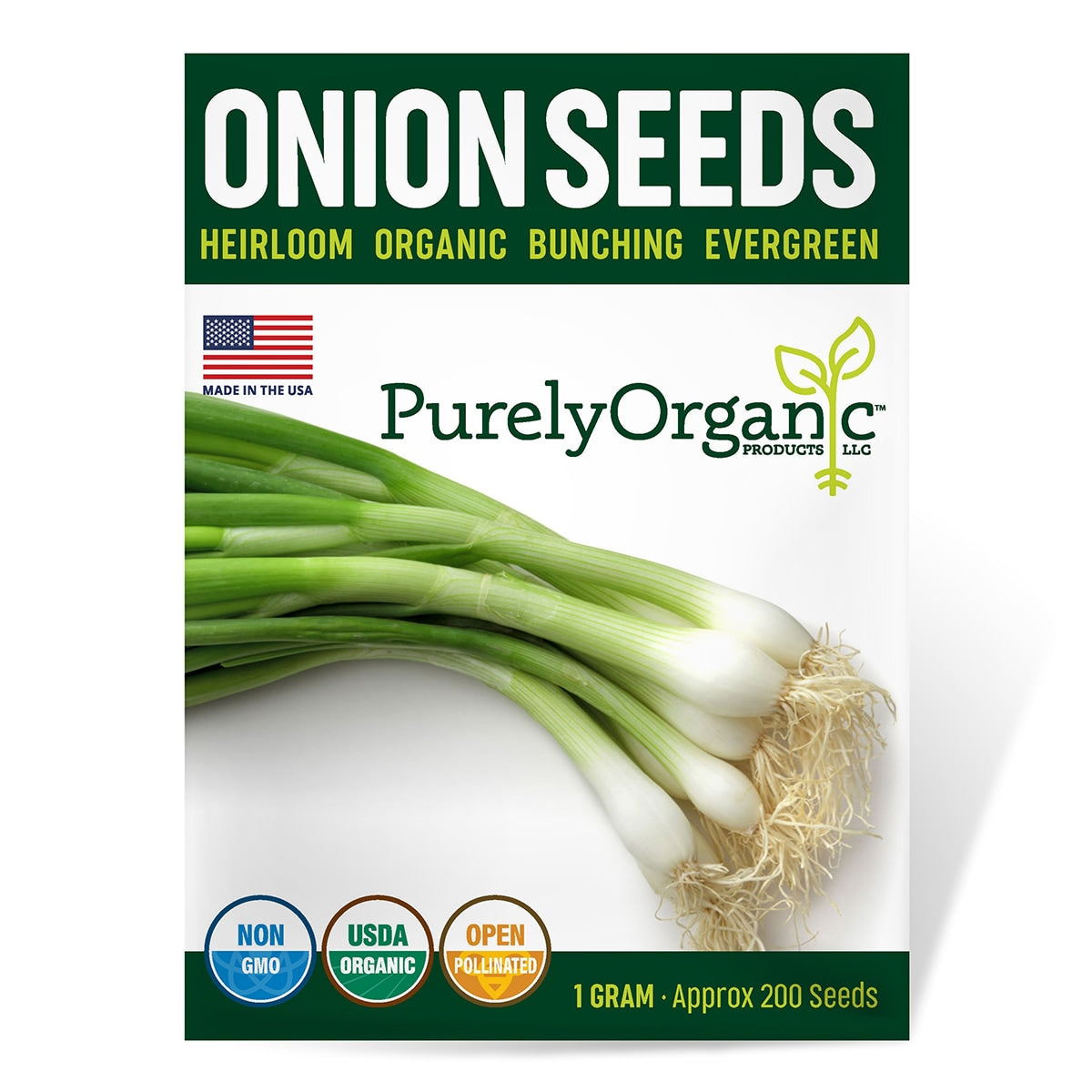 Purely Organic Bunching Evergreen Onion Seeds - USDA Organic