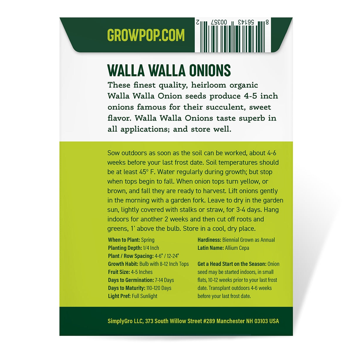 Purely Organic Walla Walla Onion Seeds - USDA Organic