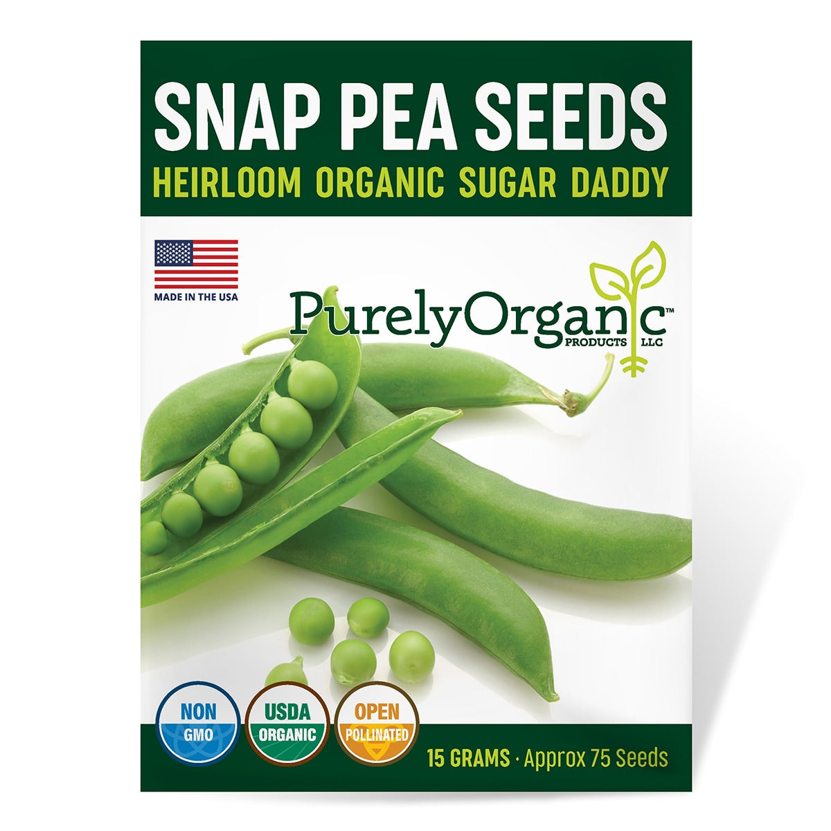Purely Organic Sugar Daddy Snap Pea Seeds - USDA Organic