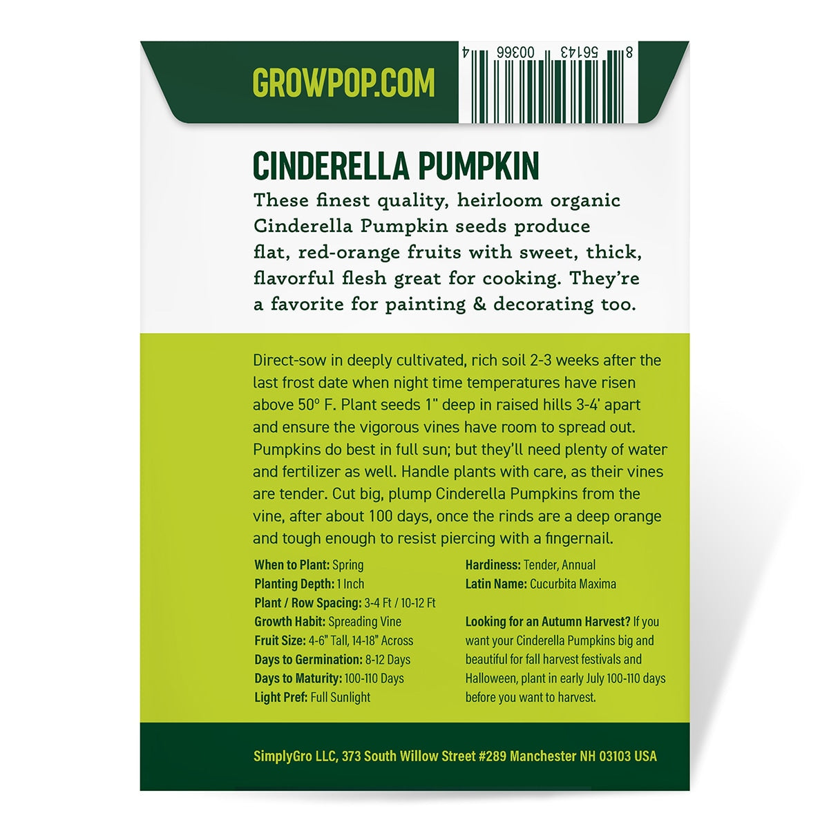 Purely Organic Cinderella Pumpkin Seeds - USDA Organic