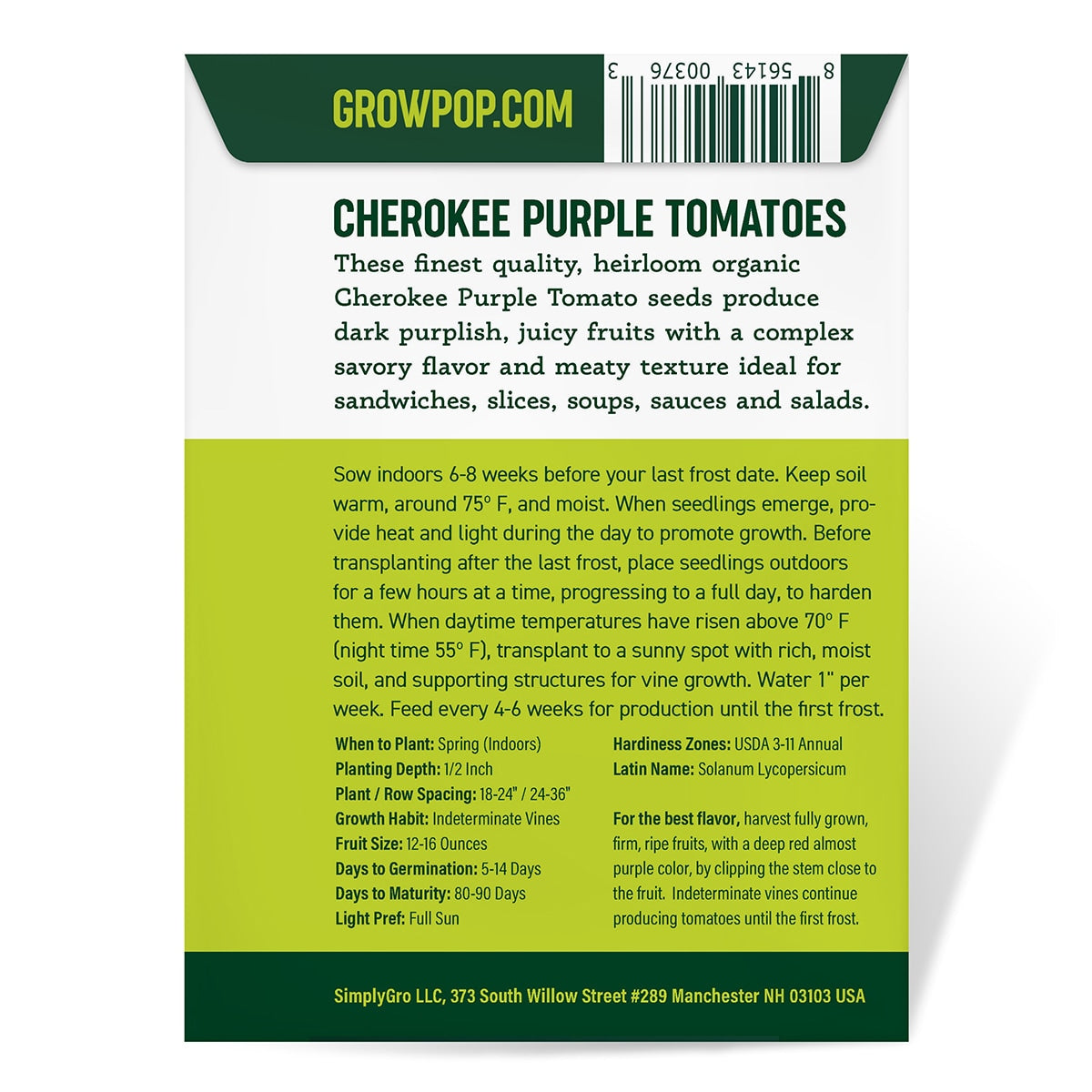 Purely Organic Cherokee Purple Tomato Seeds - USDA Organic