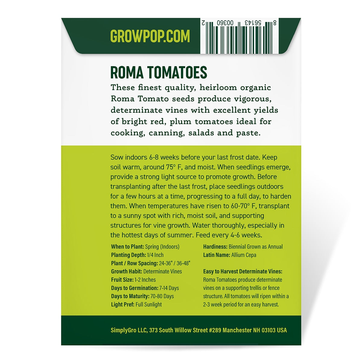 Purely Organic Roma Tomato Seeds - USDA Organic