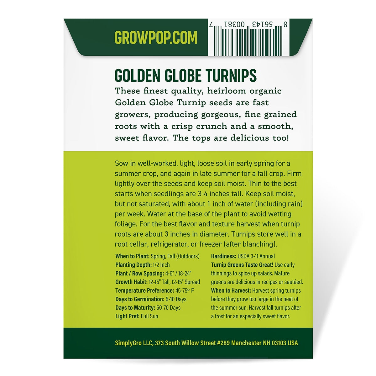Purely Organic Golden Globe Turnip Seeds - USDA Organic