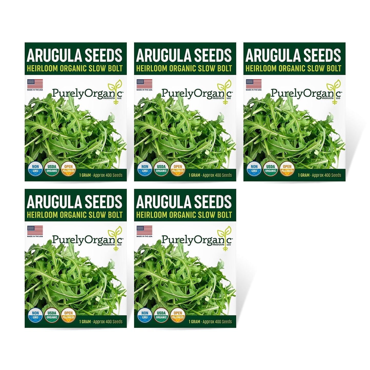 Purely Organic Slow Bolt Arugula Seeds - USDA Organic