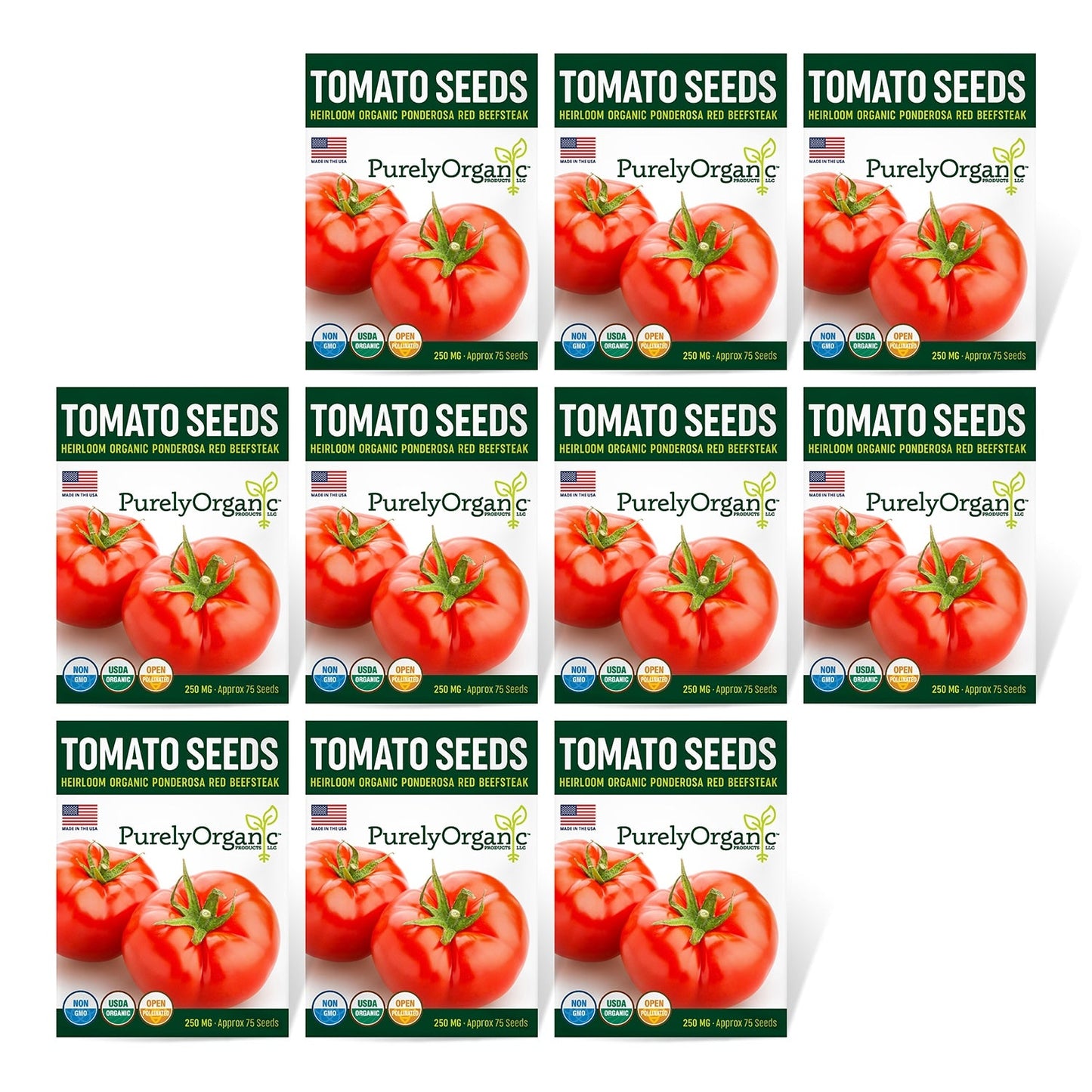Purely Organic Ponderosa Red Beefsteak Tomato Seeds - USDA Organic