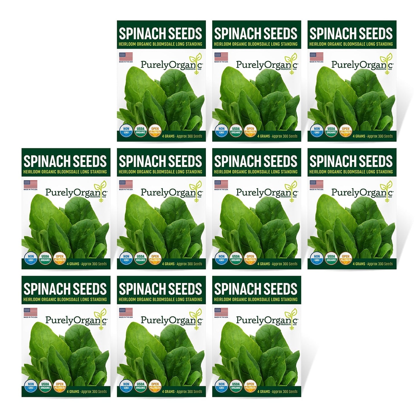 Purely Organic Bloomsdale Long Standing Spinach Seeds - USDA Organic