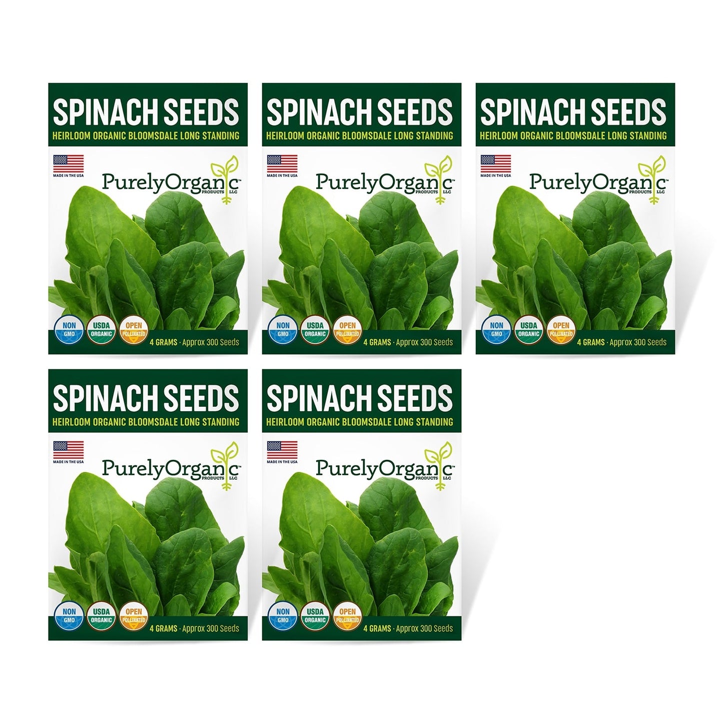 Purely Organic Bloomsdale Long Standing Spinach Seeds - USDA Organic