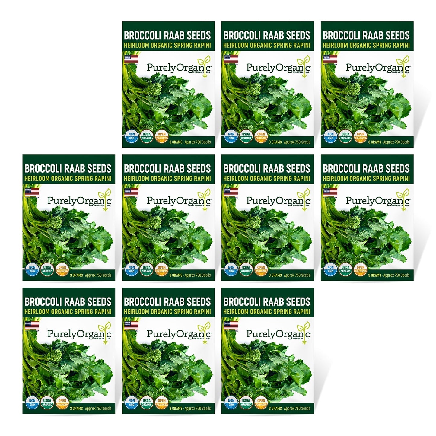 Purely Organic Spring Rapini Broccoli Raab Seeds - USDA Organic