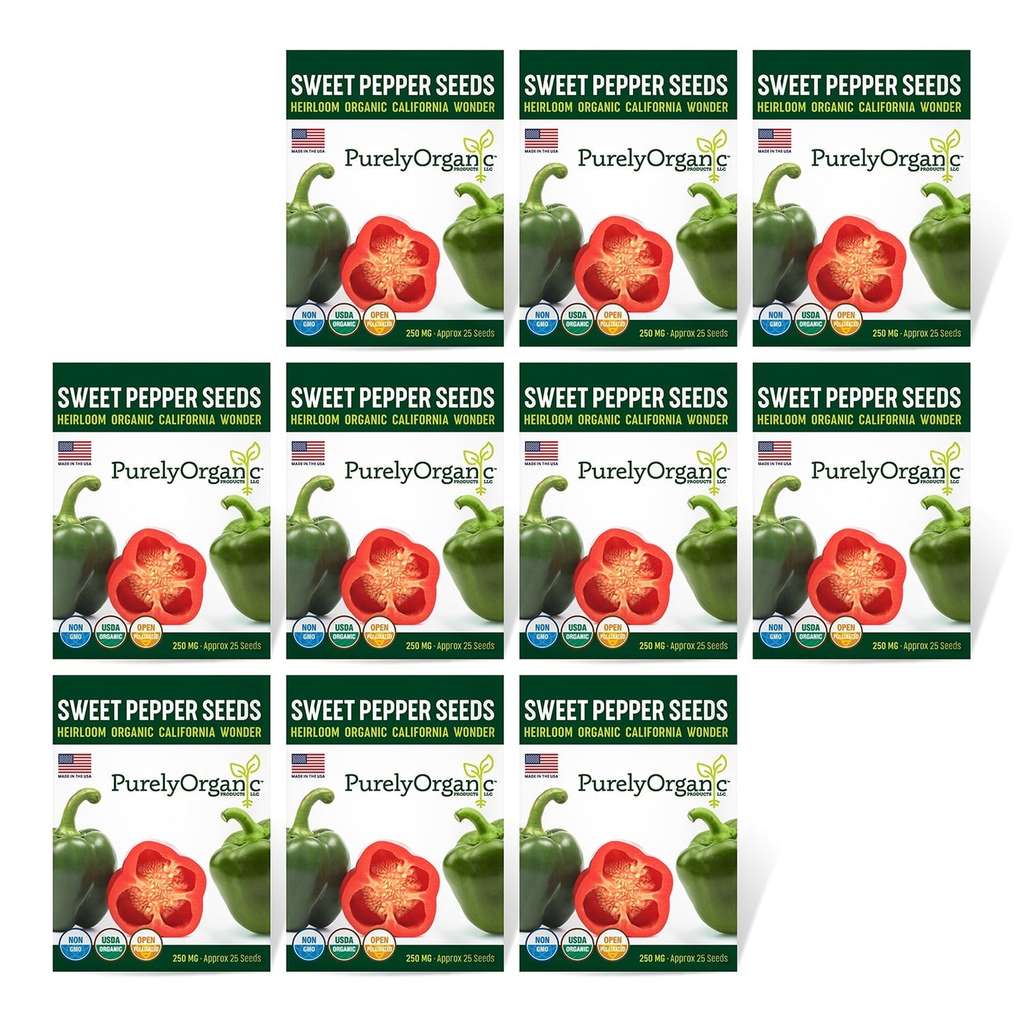 Purely Organic California Wonder Sweet Pepper Seeds - USDA Organic